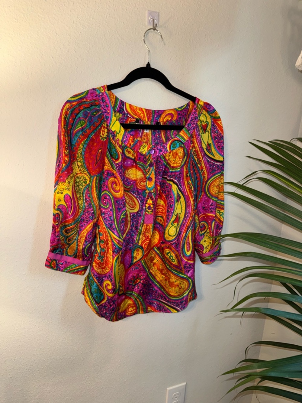 Trina Turk Multicolor Paisley Scoop-Neck Blouse